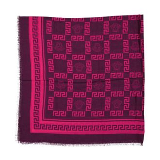 Versace Accessoires, Dames, Paars, ONE Size, Foulard Vierkante Sjaal