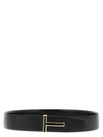 Tom Ford Mens Black Calfskin Regular Belt