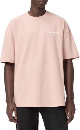 AllSaints Underground Oversize Graphic T-Shirt in Sunbaked Pink at Nordstrom, Size Xx-Large