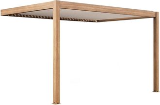 Oviala P&eacute;rgola bioclim&aacute;tica adosada de 3x4m en madera blanca y aluminio