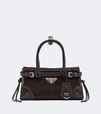 Prada Borsa a mano Bonnie Small in velluto a coste