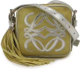 Loewe Yellow Suede & Leather Anagram Shoulder Bag (Authentic Pre-Loved)