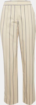 Victoria Beckham Beige Stripe Gabardine Cotton Trousers