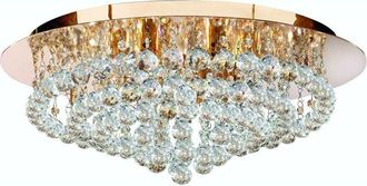Searchlight Searchlight Hanna - 8 Light Ceiling Semi Flush Light Gold with Crystals, G9