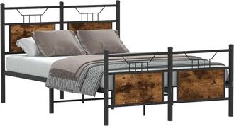 vidaXL Vidaxl - Bed Frame without Mattress Smoked Oak 120x190 cm Small Double Engineered Wood