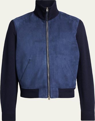 Tom Ford Mens Suede and Merino Wool Hybrid Full-Zip Blouson