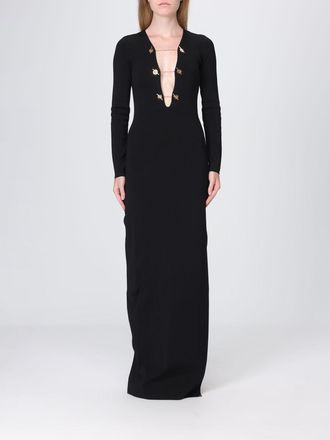 Elisabetta Franchi Abito lungo a tubino in maglia con scollo a V e spacco