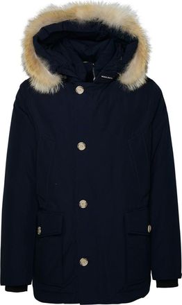 Woolrich Artic Anorak Blue Cotton Blend Parka