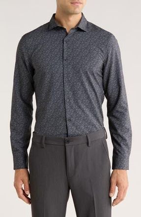 Perry Ellis Slim Fit Micro Floral Motion Dress Shirt in Granite Gray at Nordstrom Rack, Size Xx-Large