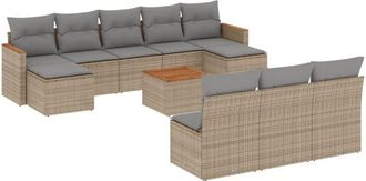 vidaXL Vidaxl - Juego De Sof&aacute;s Jard&iacute;n Con Cojines Beige Mezcla 11 Pzas Rat&aacute;n Pe