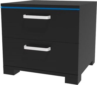 Habitat et Jardin Mesita De Noche Led karina - 41 X 38 X 41,5 Cm - Tablero De Part&iacute;culas - Negro