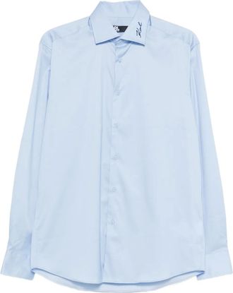 Karl Lagerfeld logo-embroidered shirt - Blauw