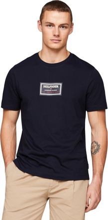 Tommy Hilfiger Men Short-Sleeve T-Shirt Label Print Crew Neck, Blue (Desert Sky), M