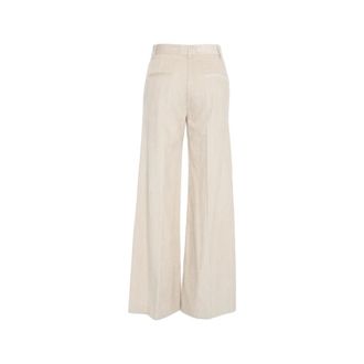 ottod'Ame Wide Trousers, female, White, Size: M High-Waisted Flared Trousers Bianco Aw25