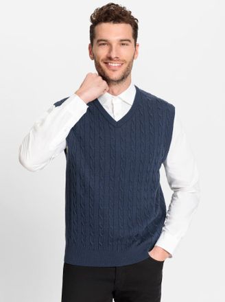 Marco Donati Pullunder MARCO DONATI Pullunder, Herren, Gr. 56/58, blau (dunkelblau), 70% Polyacryl, 30% Wolle, gemustert, Pullover Pullunder