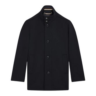 HUGO BOSS Jassen, Heren, Blauw, M, Leer, Single-Breasted Coats