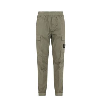 Stone Island Broeken, Heren, Groen, W33, Katoen, Stretch Cotton Tela Paracadute Cargo Pants