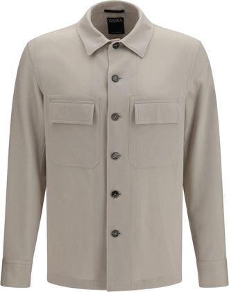 Ermenegildo Zegna Light Beige Solid Shirt Jacket