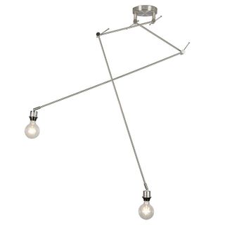 QAZQA Moderno L&aacute;mpara Colgante Moderna De Acero Sin Pantalla 2 Luces - Blitz Acero Alargada Adecuado Para Led Max. 2 X 60 Watt - Qazqa
