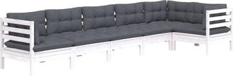vidaXL Vidaxl - Muebles De Jard&iacute;n 6 Pzas Con Cojines Blanco Madera De Pino