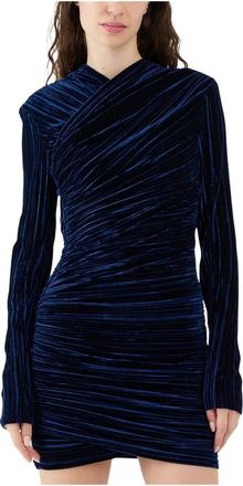 Sabina Mus&aacute;yev Fluwelen Korte Jurk met Lange Mouwen - Dames - Korte kleedjes - Blauw - S - Polyester - Kleedjes