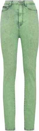 Philipp Plein Overdyed Stretch Super High-waist Jeggings - Dames - Skinny Jeans - Groen - W28 - Katoen - Jeans