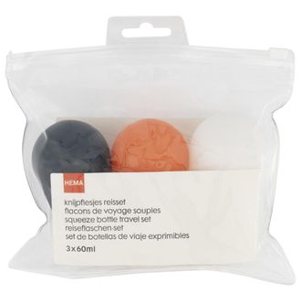 HEMA Knijpflesjes Reisset - Siliconen - 60 Ml - 3 Stuks (multi)