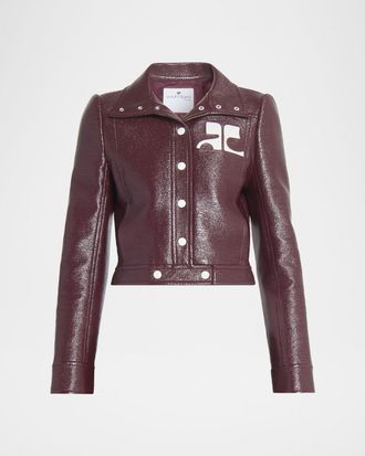Courr&egrave;ges Textured Vinyl Crop Jacket