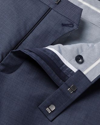 CHARLES TYRWHITT Ultimate Performance Sharkskin Suit Trousers - Steel Blue Size 30/30 by Charles Tyrwhitt