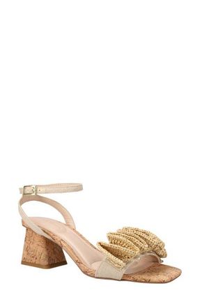 Pelle Moda Tianna Raffia Rosette Ankle Strap Sandal in Natural at Nordstrom, Size 8.5