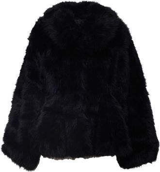Rotate Black Minta Faux Fur Flared Jacket