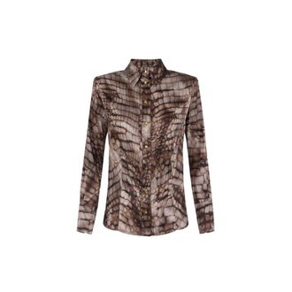 Elisabetta Franchi Dames, Blouses & Shirts, Bruin, Maat: S Satijn