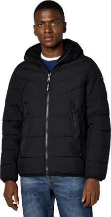 Calvin Klein Mens Winter Coat-Puffer Stretch Jacket with Sherpa Hood, Ebony, L