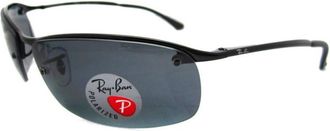 Ray-Ban Mens Rayban Sunglasses Top Bar 3183 Shiny Black Polarized Grey 002/81 Metal - One Size