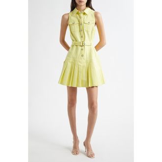 Cinq &agrave; Sept Moxie Belted Pleated Dress in Golden Glow at Nordstrom Rack, Size 12