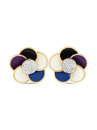 Rosato floral motif 18K yellow gold diamond and enamel earrings - women - Diamond/Enamel/18kt Yellow Gold - One Size