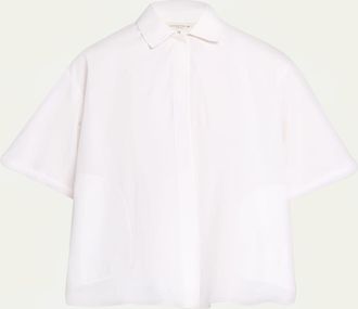 Lafayette 148 New York Pleated Cotton Shirt