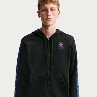 Nike Inter Milan City Side Nike Mens Soccer Full-Zip Fleece Hoodie in Black | IO3442-010