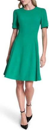 DKNY Button Trim Fit & Flare Midi Dress in Parakeet at Nordstrom Rack, Size 14