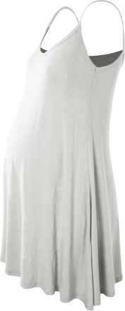 Janisramone Womens Ladies New Sleeveless Plain Floaty Flare Strappy Maternity Camisole Swing Dress Long Top White