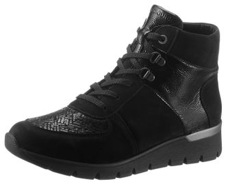 Waldl&auml;ufer Schn&uuml;rboots WALDL&Auml;UFER K-RAMONA-Soft, Damen, Gr. 3,5 (36), schwarz, Lackleder, Nubukleder, Textil, Schuhe Schn&uuml;rboots, mit Orthotritt-Ausstattung und 