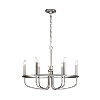 Netlighting Capitol Hill 6 Light Multi Arm Pendant Ceiling Light Brushed Nickel in Grey