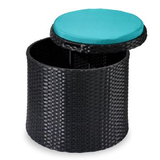 Best Choice Products Round Wicker Ottoman, Multipurpose Furniture w/ Removable Cushion, Steel Frame