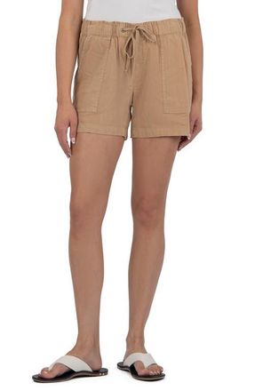 Kut from the Kloth Katana Drawstring Linen Blend Shorts in Khaki at Nordstrom, Size X-Small