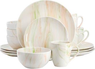 Elama Fine Marble 16 Piece Porcelain Dinnerware Set in Multi at Nordstrom