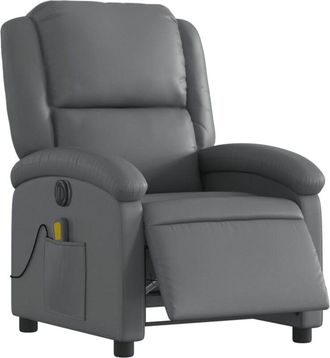 vidaXL Vidaxl - Sillón de masaje reclinable eléctrico cuero sintético gris