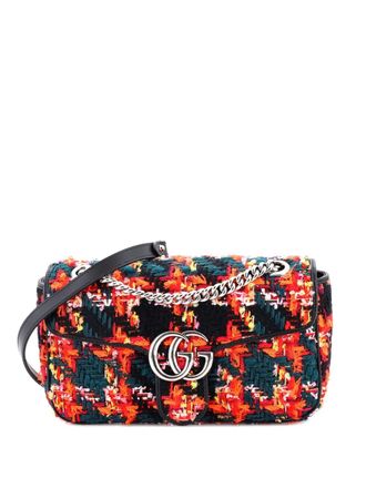 Gucci GG Marmont Flap Bag Tweed Small shoulder bag - Zwart