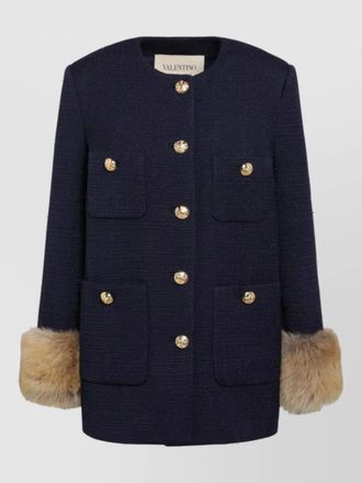 Valentino wool tweed caban coat