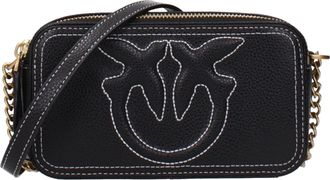 Pinko Pinko Damens Carrie Leder-Umh&auml;ngetasche Schwarz/Wei&szlig;
