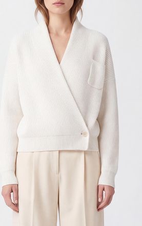 Brunello Cucinelli Cardigan a portafoglio in 100% cashmere con collo a scialle